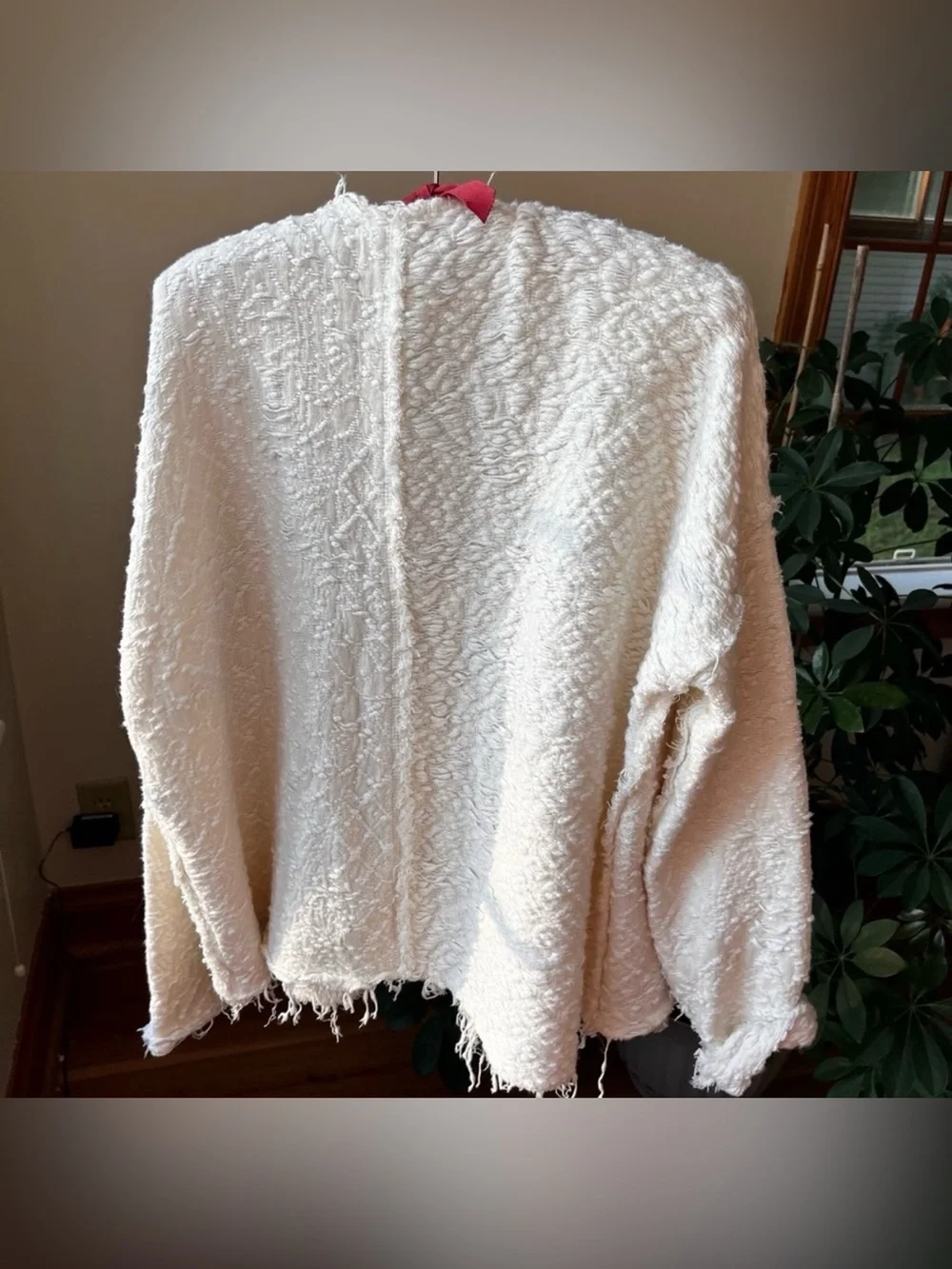 Free People shaggy ivory zip up sweater - Picture 2 of 3
